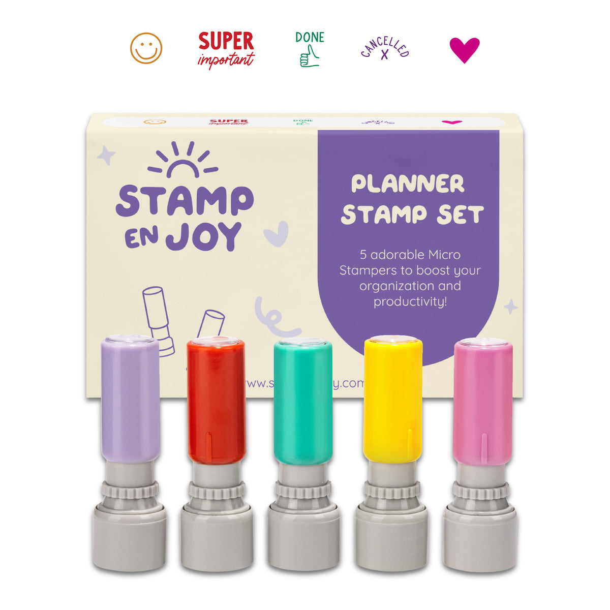 5 Teacher Stamp Set - Planner Stamps, Pre-Inked