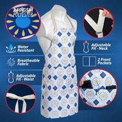 Mabie Swan - Adjustable Apron, Water Resistant, with Pocket, Neck Strap, Long Tie, Ultra Thin and Light Weight (2 Pack)