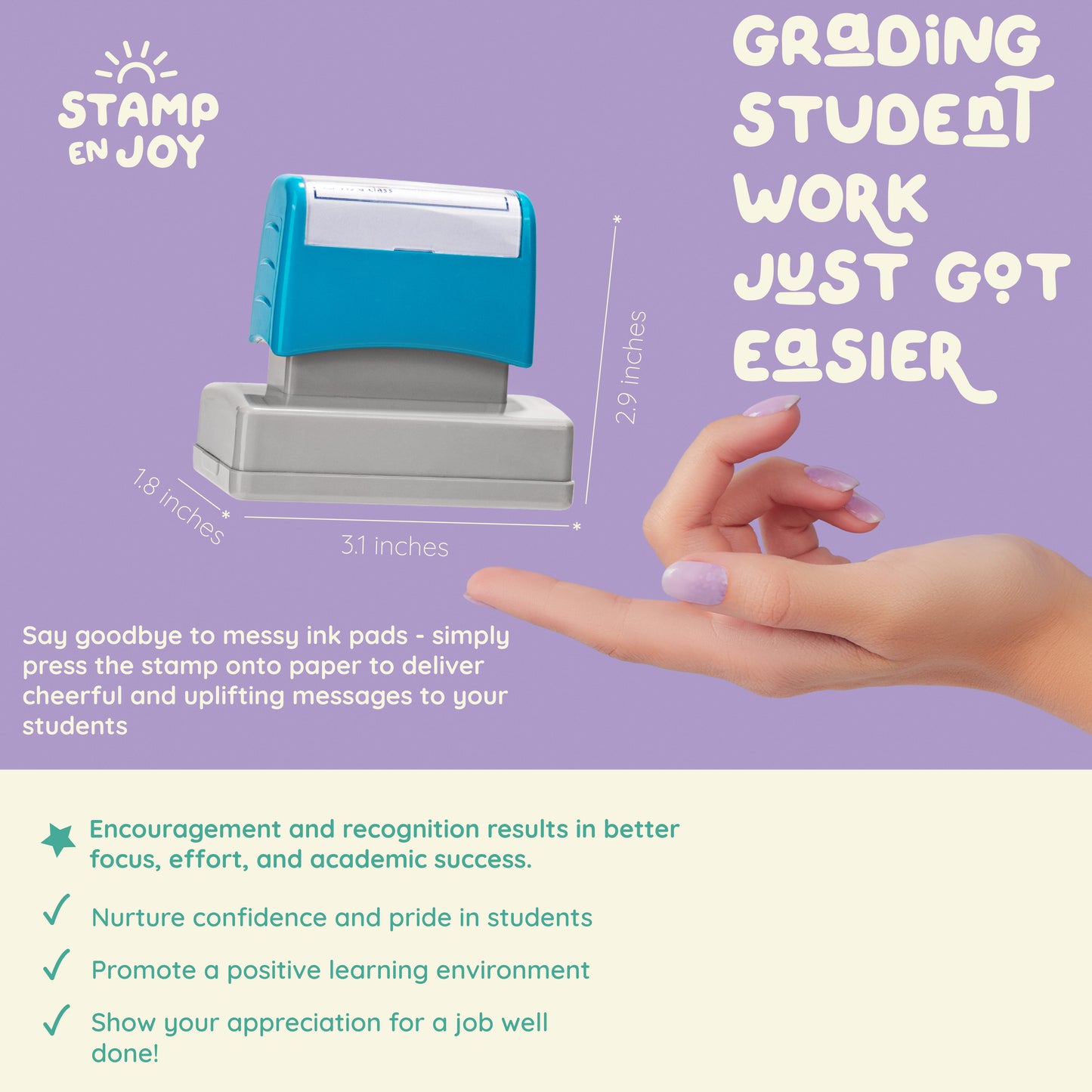Stamp Joy - Juego de 8 sellos flash de tinta automática con recambios de  tinta a juego, nuevo diseño de sellos, sellos multicolor para profesores