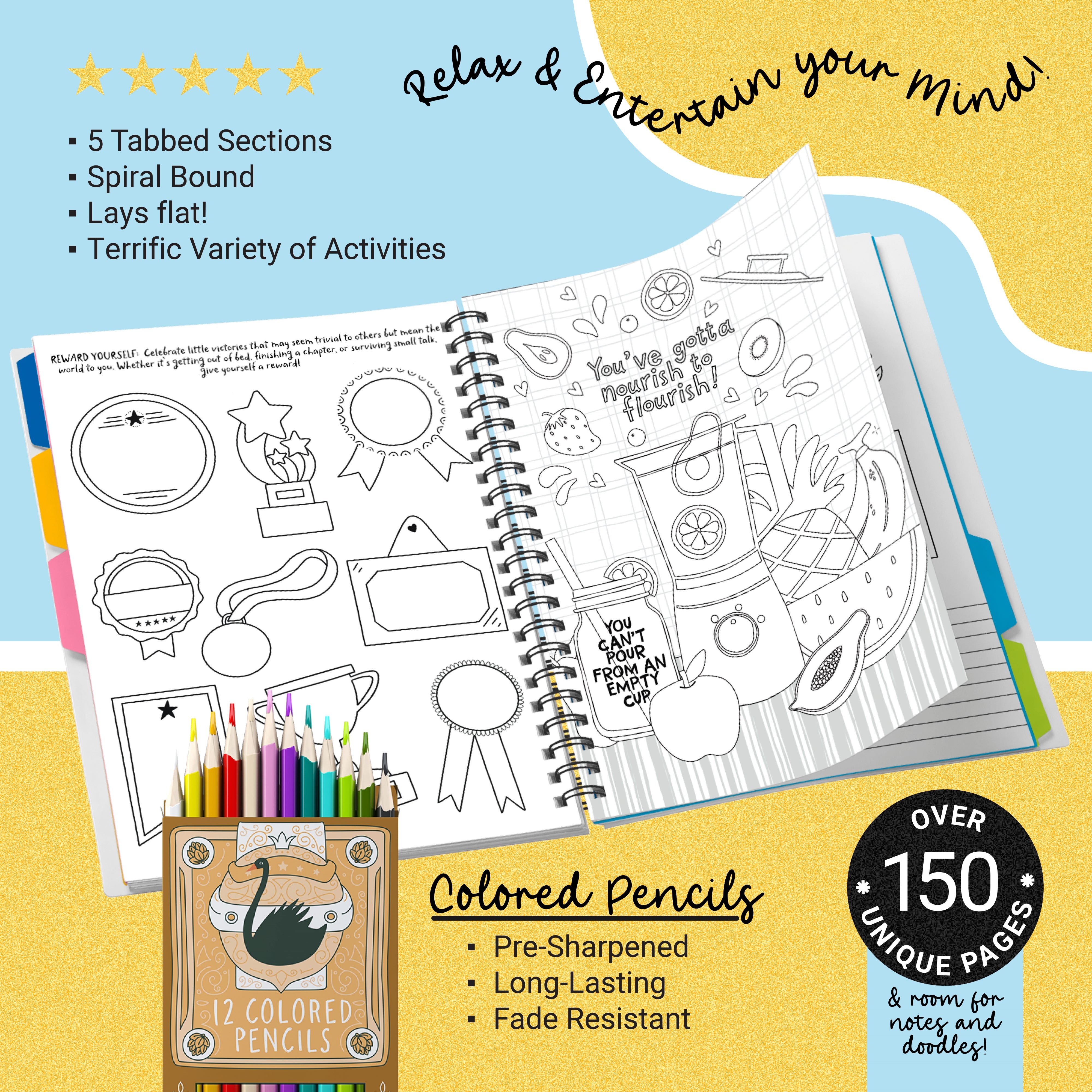 The Good Teacher's Activity Book, Colored Pencils Included, Fun Prompts, Quick-Writes, Gift Box Set