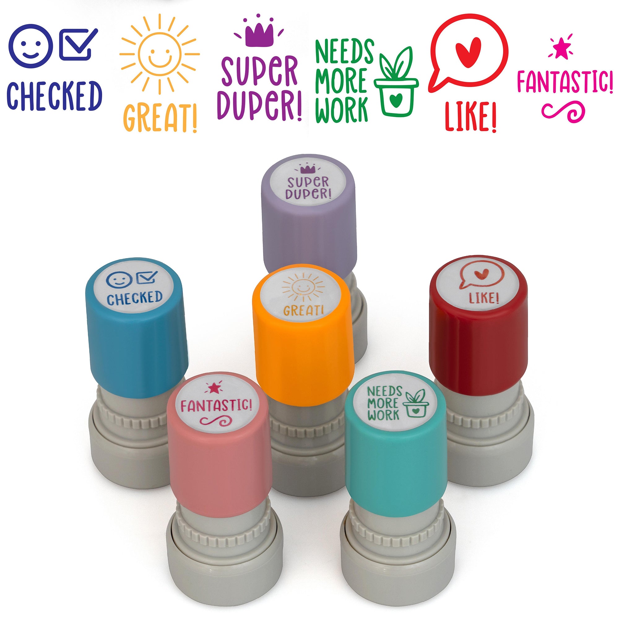 Stamps Set Color 6 Teacher Stamp Set - Motivation Set, Pre-Inked – StampEnjoy