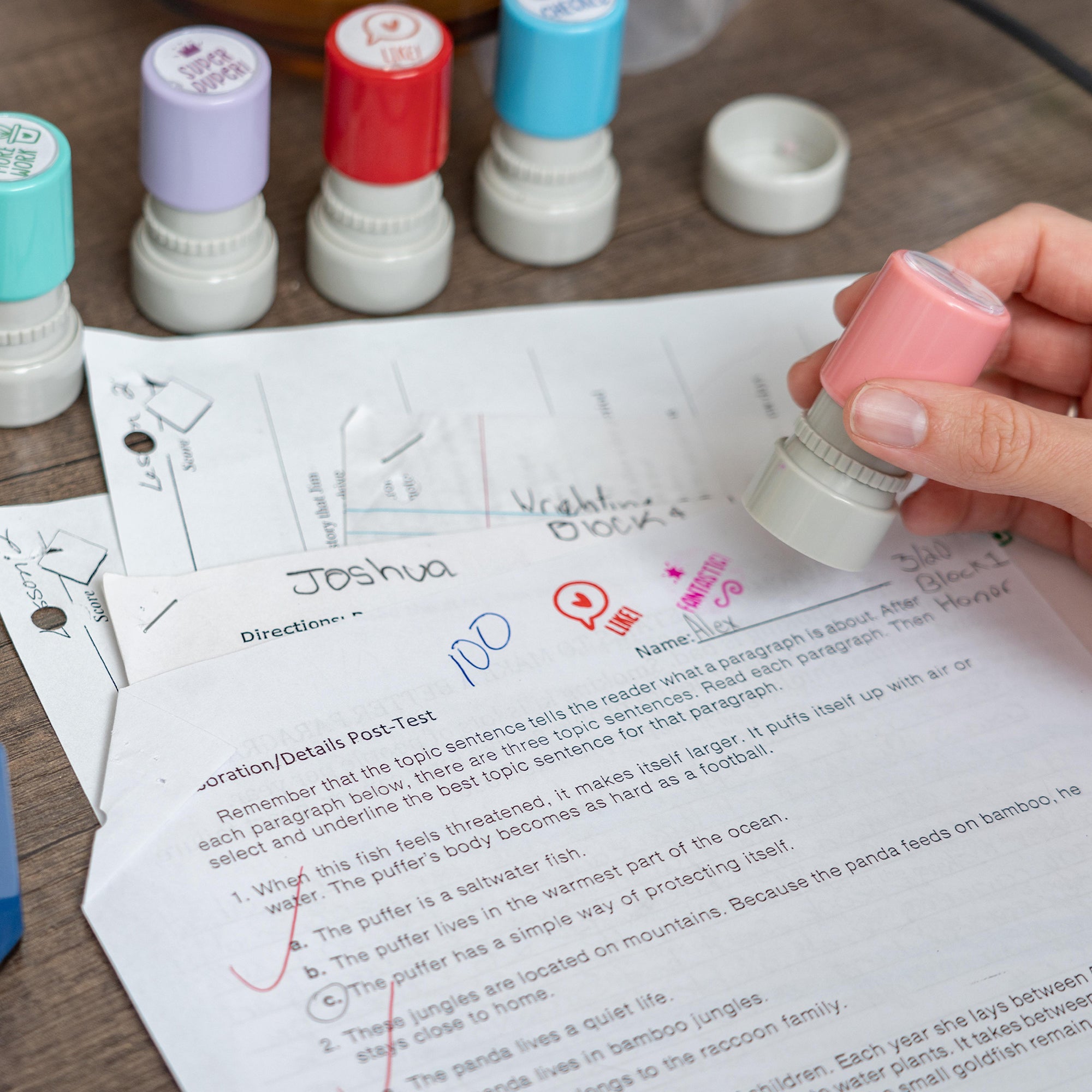 8-Piece Encouragement Stamp Set - Teacher Praise Stamps For Homework & School Rewards